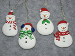 Claydough Snowmen-snowmen ornaments, clay snowmen, snowman ornament, mini snowman